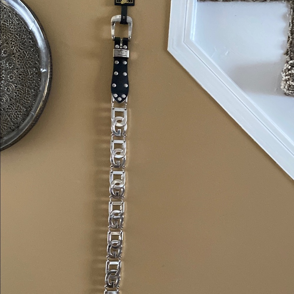 Silver Chain Belt with Black Accents